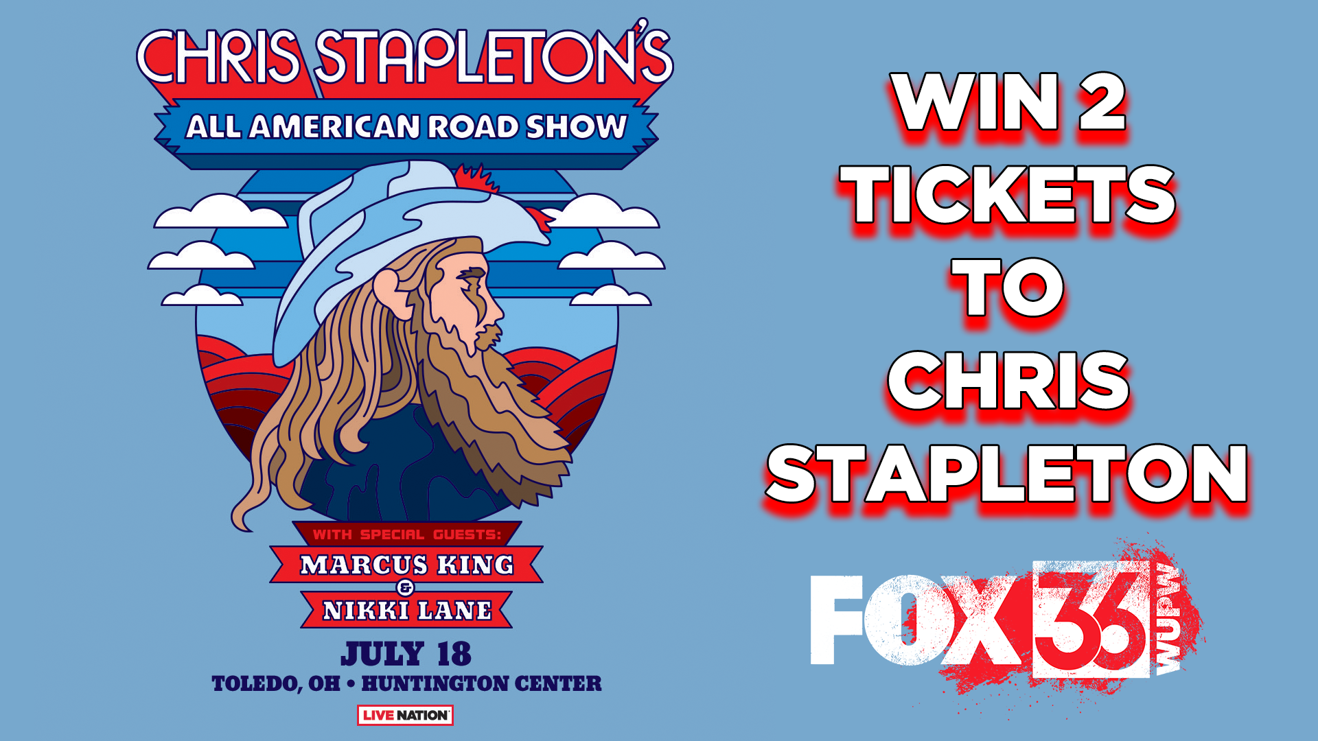 Win a ticket to the Chris Stapleton Concert at the Huntington Center on